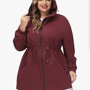 Hanna Nikole Women's Plus Size Long Hooded Raincoat